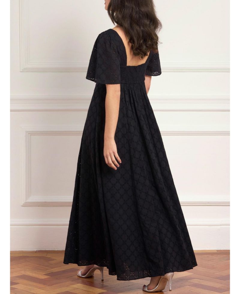 Women's Marisol Square-Neck Short-Sleeve Cotton Broderie Gown