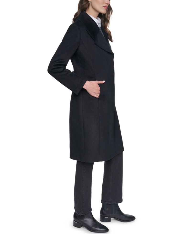 Women's Large-Collar Wool-Blend Coat
