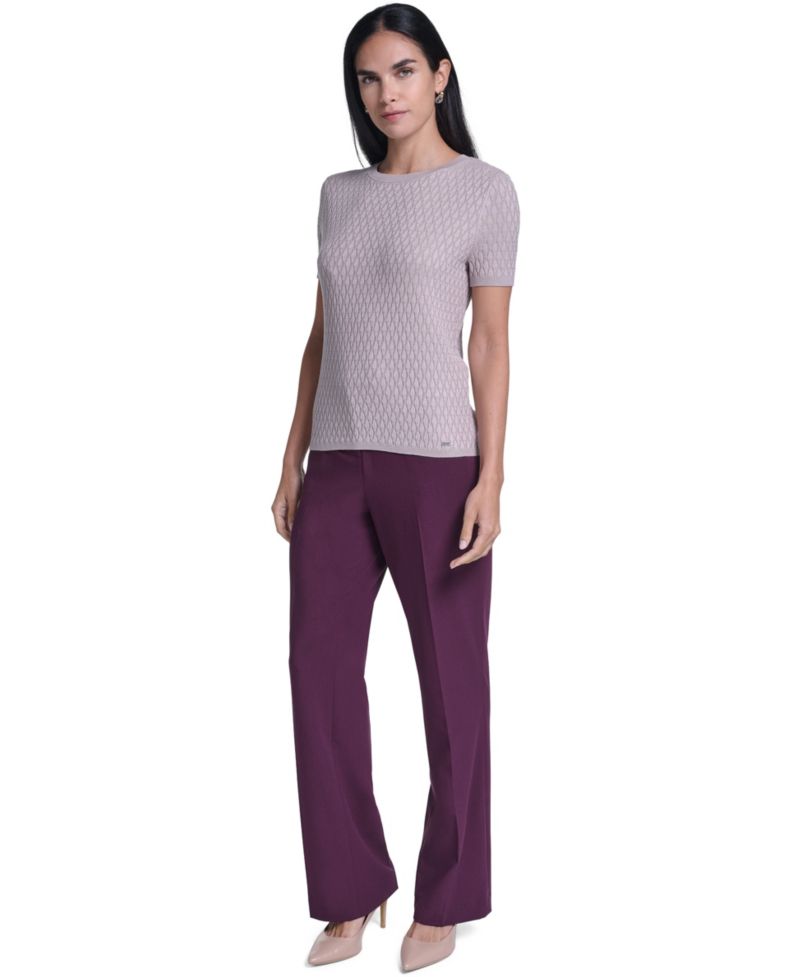 Women's Textured Lightweight Crewneck Pullover Sweater