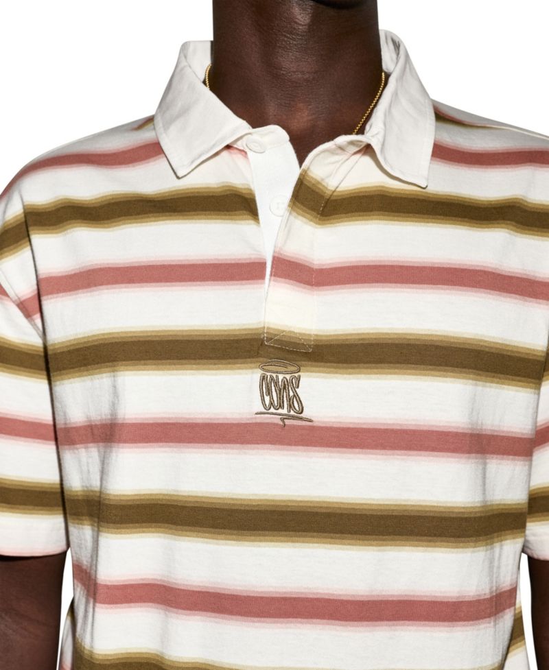 Men's Script Striped Short-Sleeve Polo Shirt