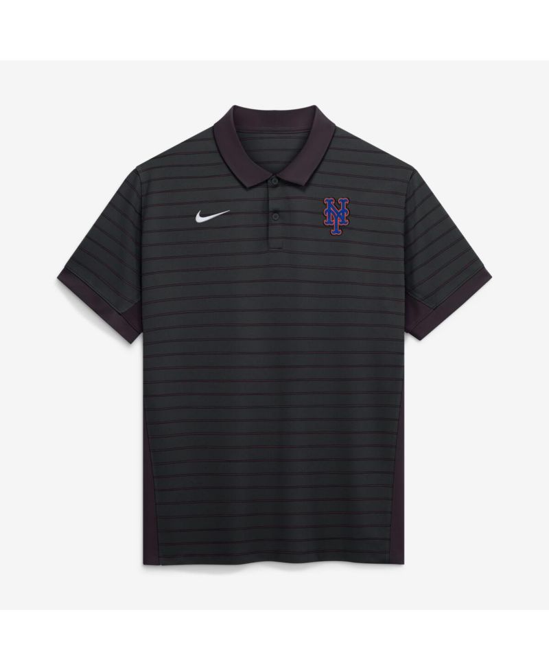Men's Black New York Mets Authentic Collection Striped Victory Dri-FIT Polo Shirt