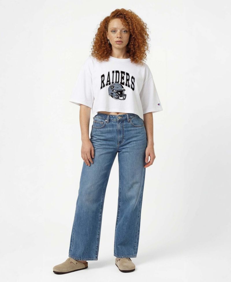 Women's Las Vegas Raiders Boyfriend Cropped T-Shirt