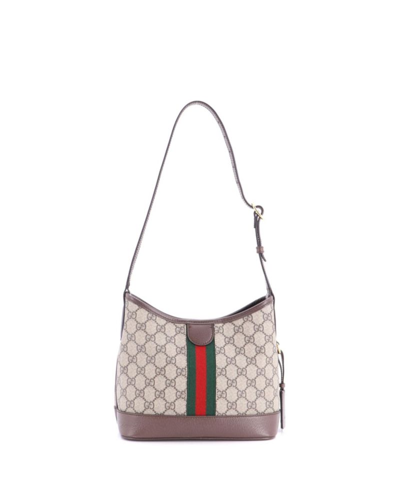 Small Ophidia Open Bucket Bag GG Coated Canvas with Leather
