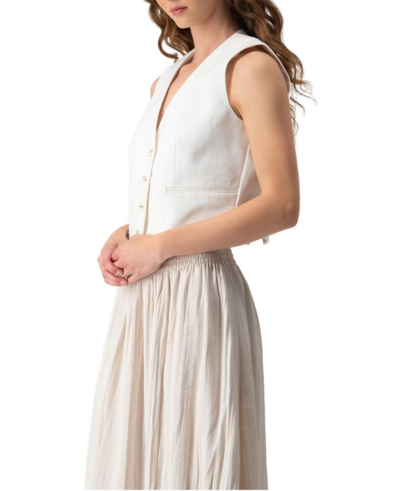 Women's Short Vest with Simulated Pockets