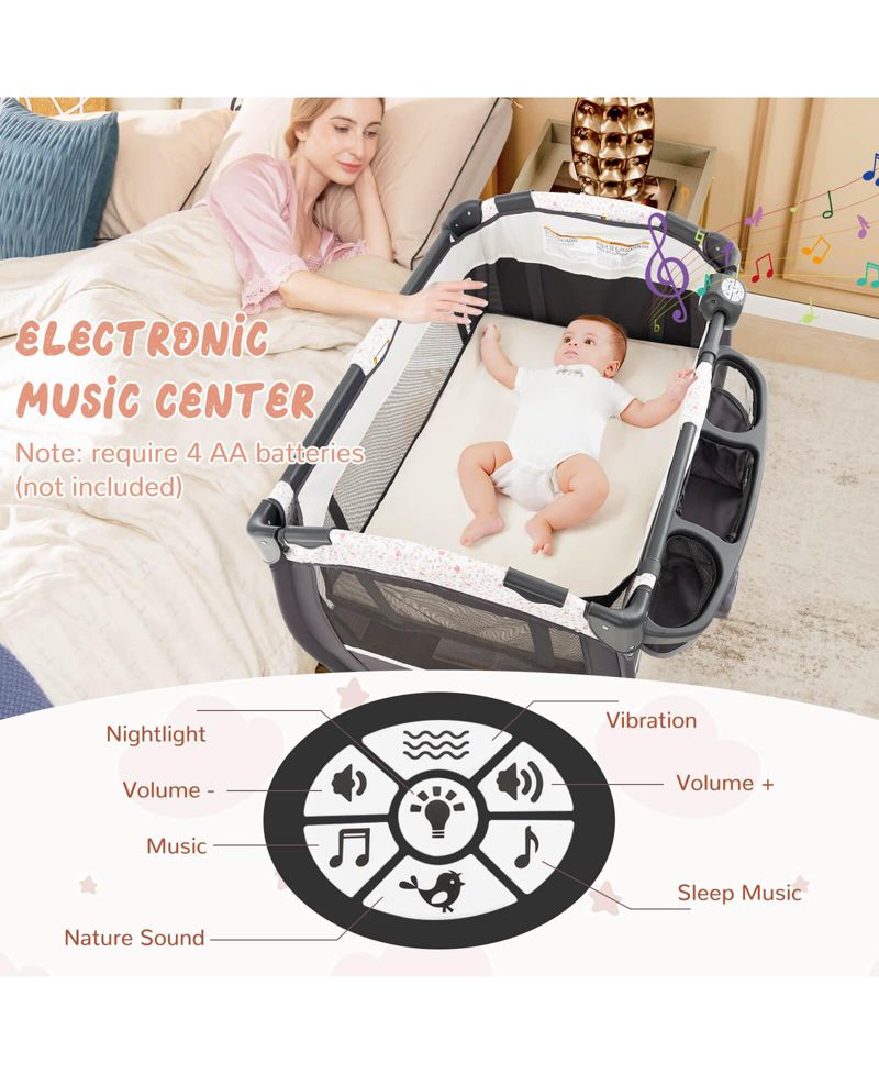 Pack Play Baby Diaper Changing Table 4 in 1 Foldable with Mattress