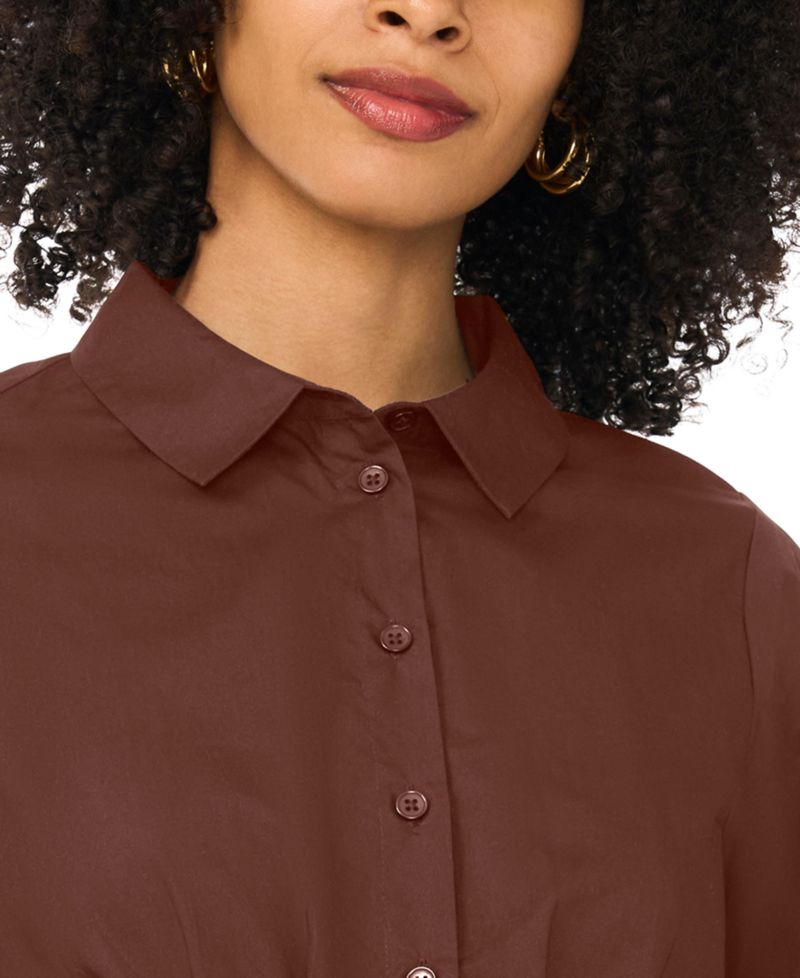 Women's Puff-Sleeve Corset Cotton Mini Dress