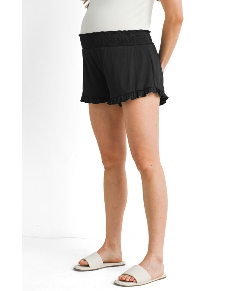Maternity Smocked Ruffle Lounge Shorts