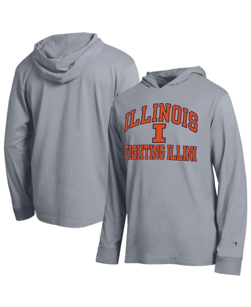 Men's Heather Gray Illinois Fighting Illini High Motor All-Star Long Sleeve Hooded Sweatshirt