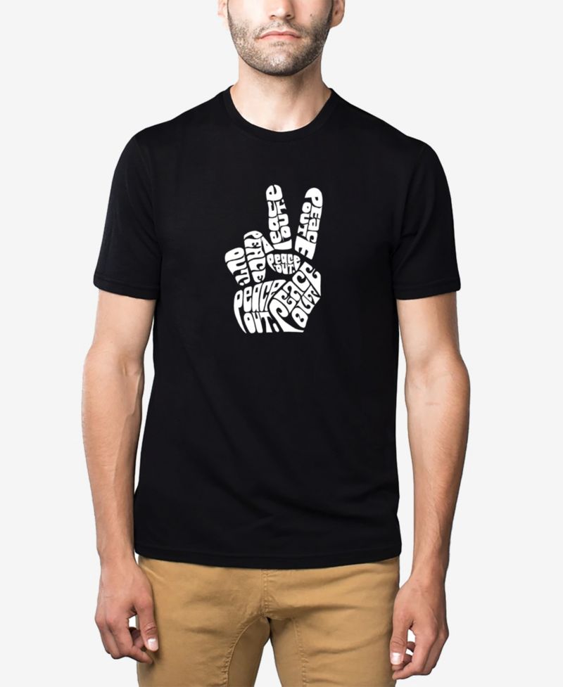 Men's Cotton/Poly Blend Word Art Peace Out T-shirt