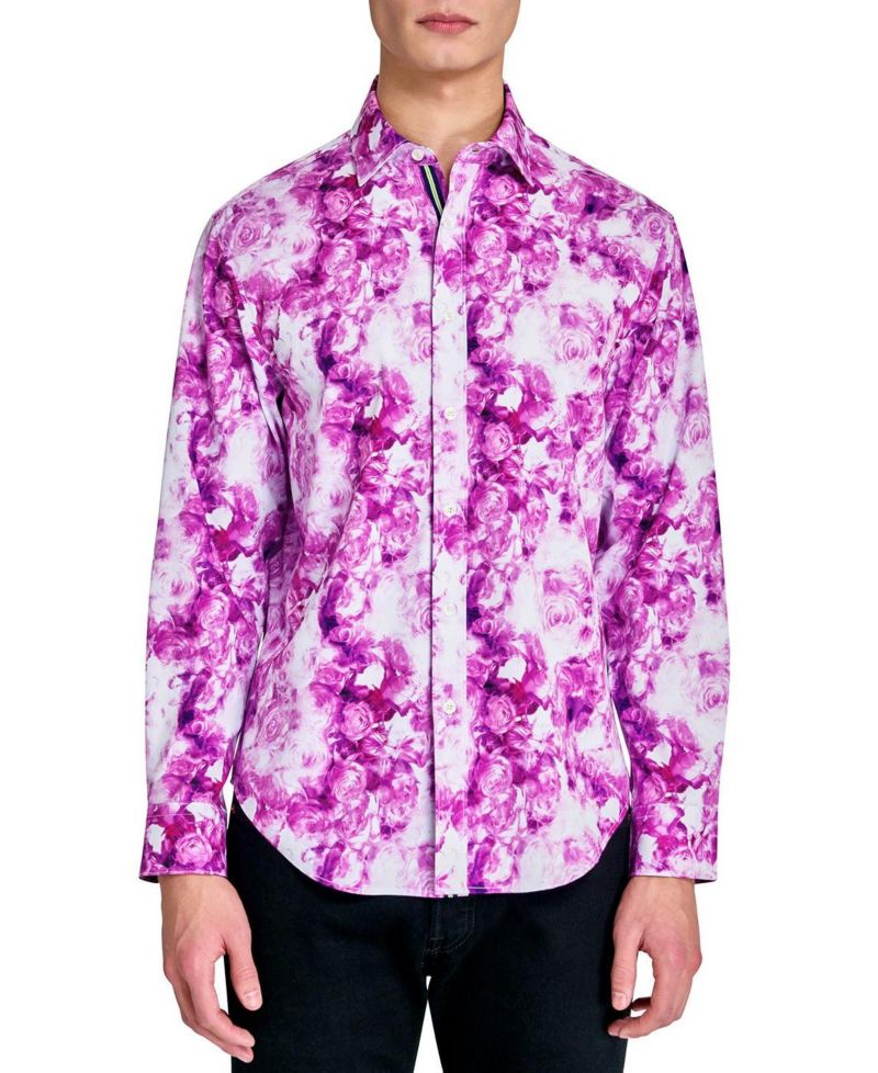Men's Regular Fit 4-Way Stretch Performance Long Sleeve Button Down