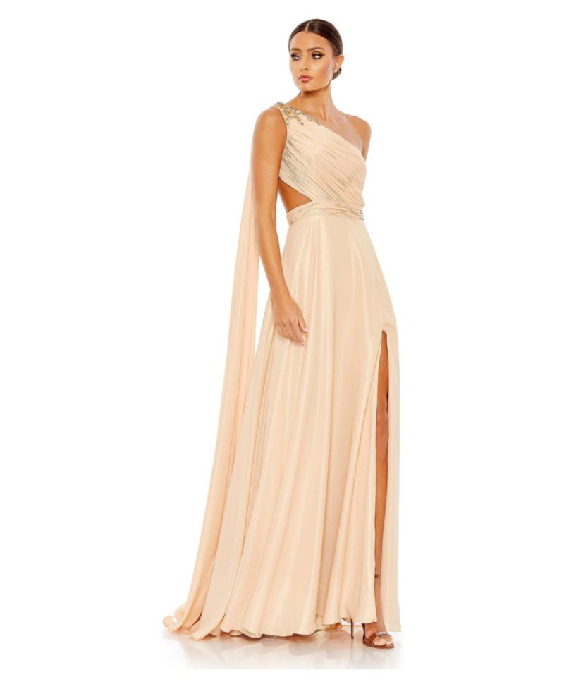 Women's Float One Shoulder Open Back Flowy Gown