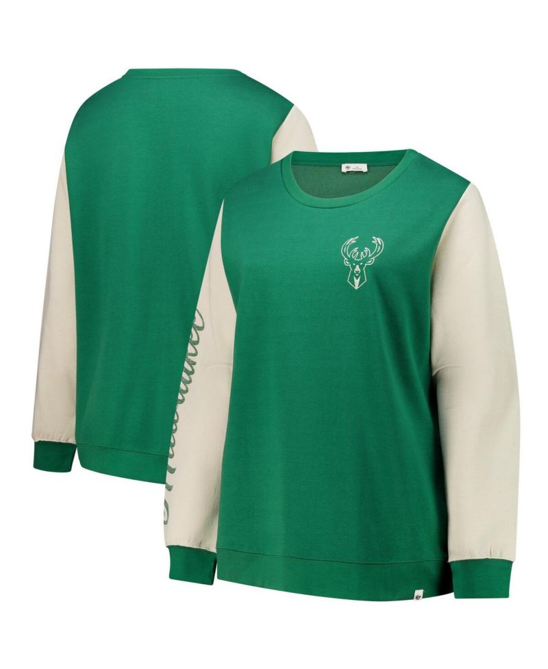 Women's Hunter Green Milwaukee Bucks Plus Size Oversized Rise Andie Pullover Sweatshirt