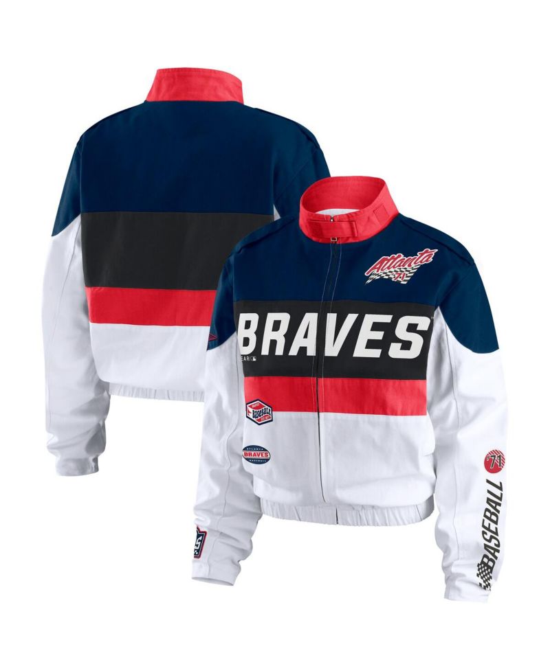 Women's Navy/White Atlanta Braves Racing Full-Zip Jacket