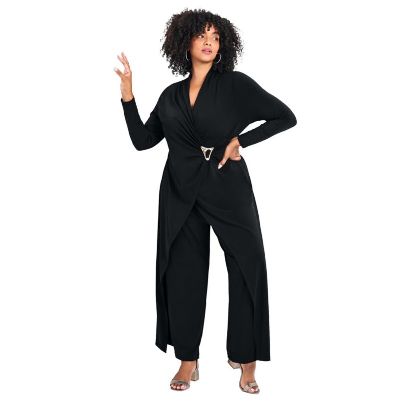 Women's Plus Size Glamour Wrap Front Jumpsuit