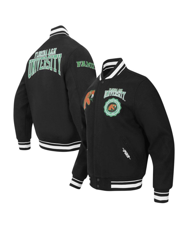 Men's Black Florida A & M Rattlers Crest Wool Full-Zip Jacket