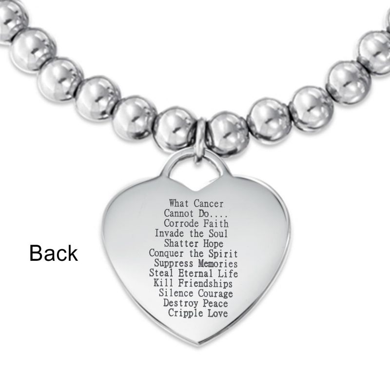 Breast Cancer Survivor Pink Ribbon Stretch Bead Bracelet with Message Poem