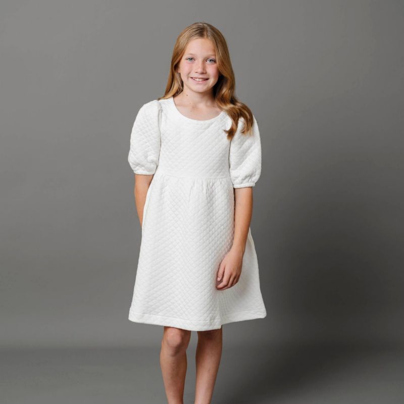 Toddler Girls Hope and Henry Quilted Puff Sleeve Dress