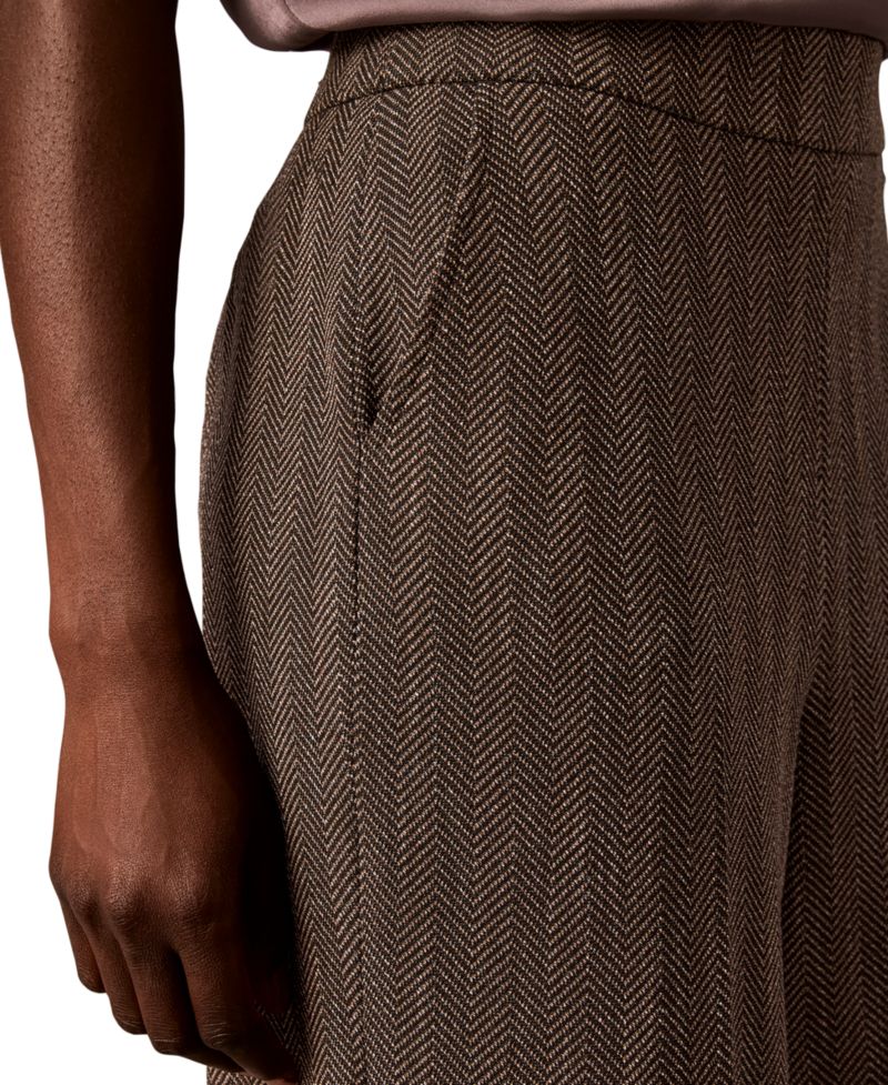 Women's Pull-On Wide-Leg Herringbone Pants