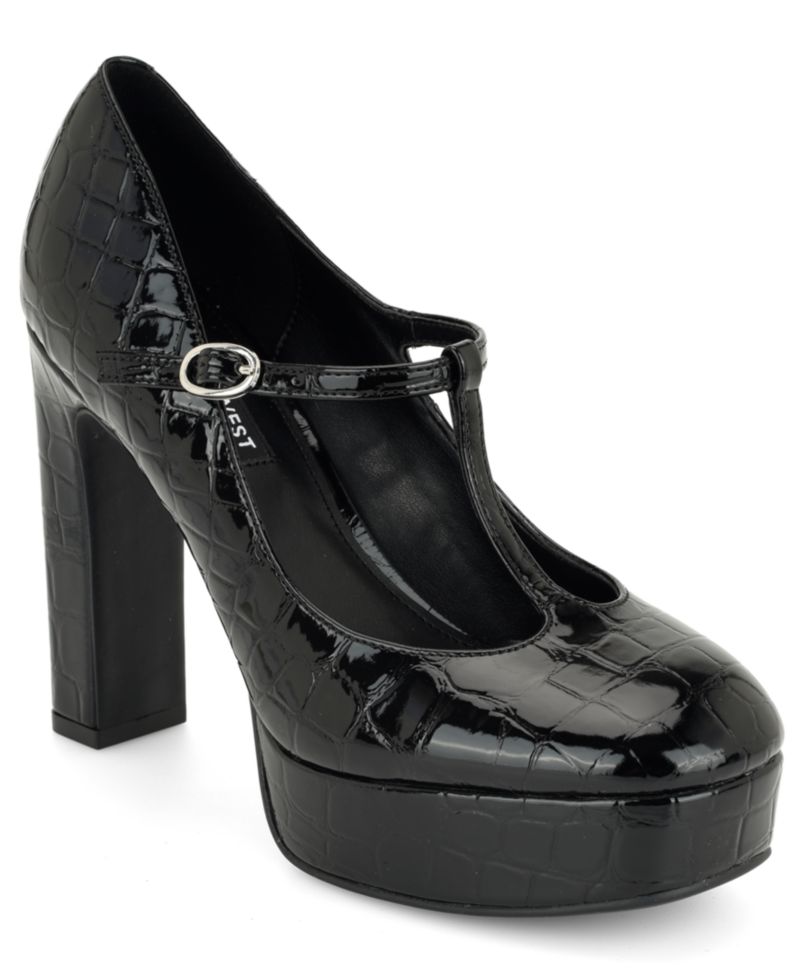 Women's Daphni T-Strap Block Heel Platform Pumps