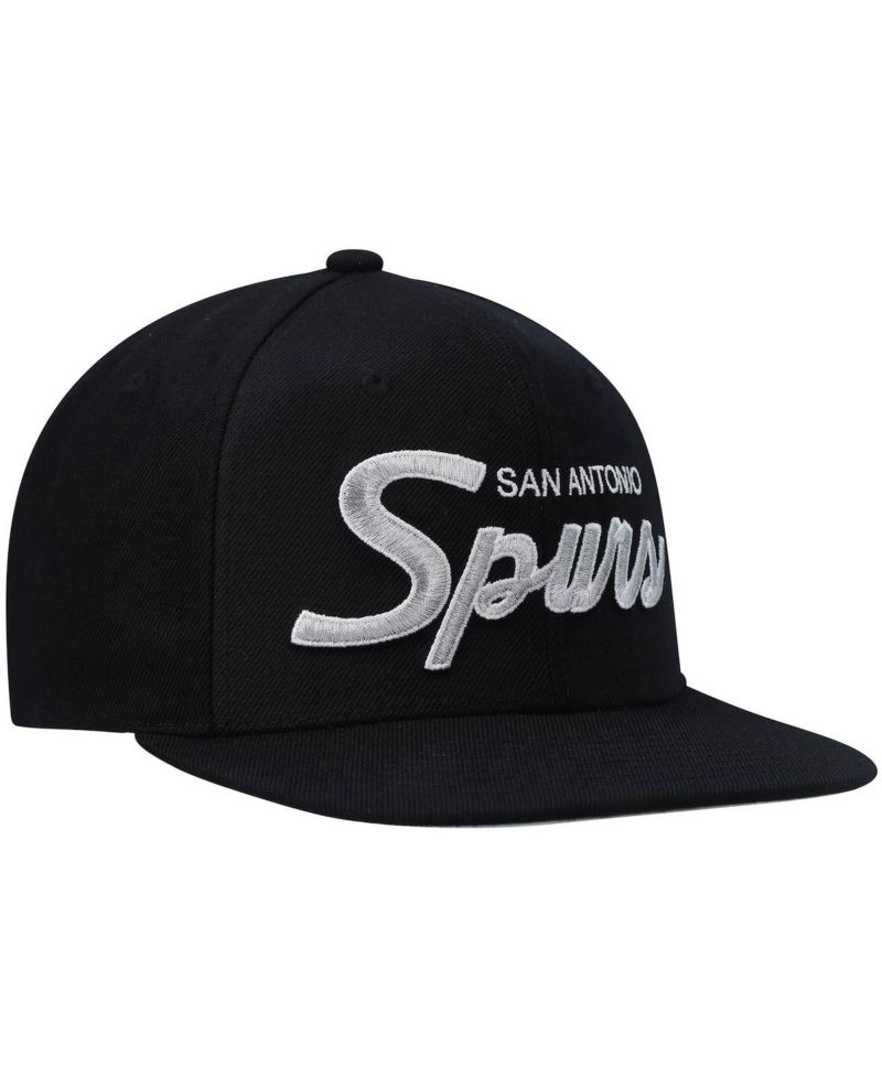 Men's Black San Antonio Spurs Hardwood Classics Script 2.0 Snapback Hat