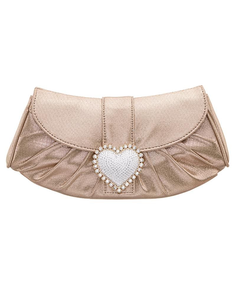 Crystal Heart Adorned Clutch Handbag