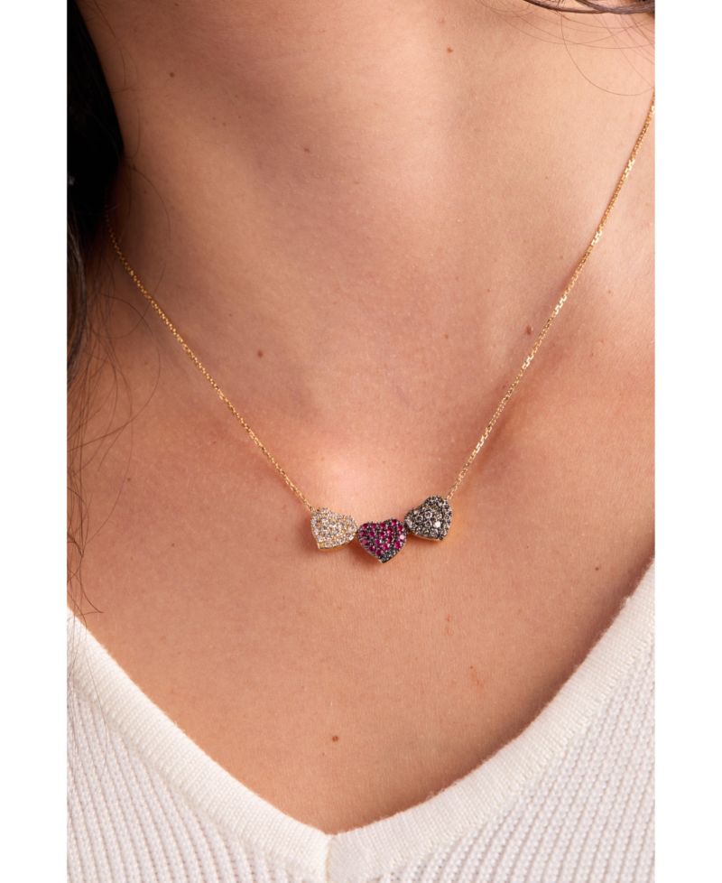 Godiva x Passion Ruby (1/3 ct. t.w.) & Diamond (5/8 ct. t.w.) Pav&eacute; Heart Statement Necklace in 14k Yellow Gold, 17" + 2" extender