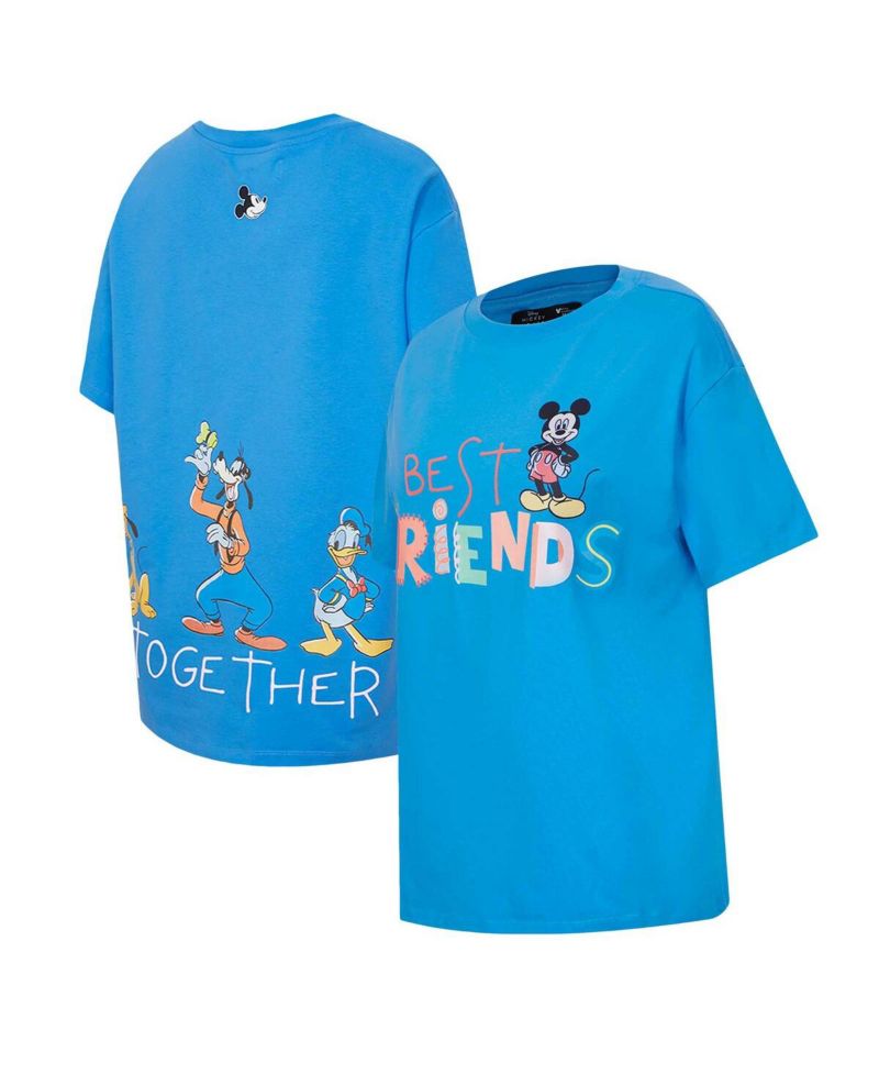 Women's Blue Mickey Friends Always Together Boyfriend T-Shirt