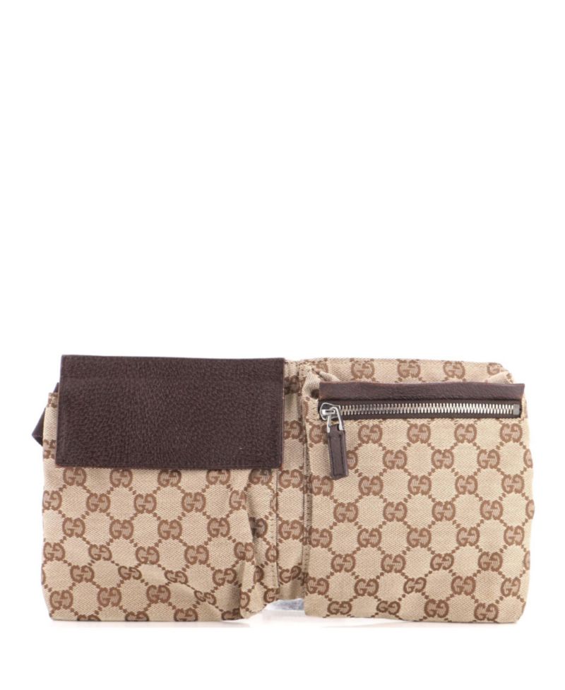 Vintage Double Belt Bag GG Canvas with Leather