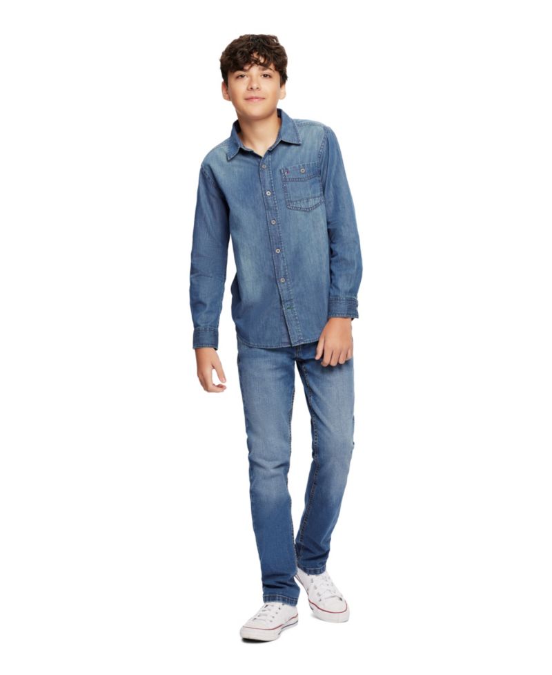 Toddler and Little Boys Button-Front Max Denim Shirt