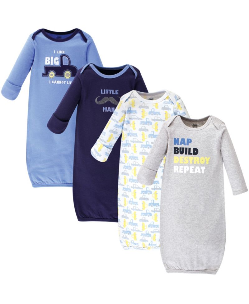 Baby Boys Four Pack of Interlock Fabric Gowns