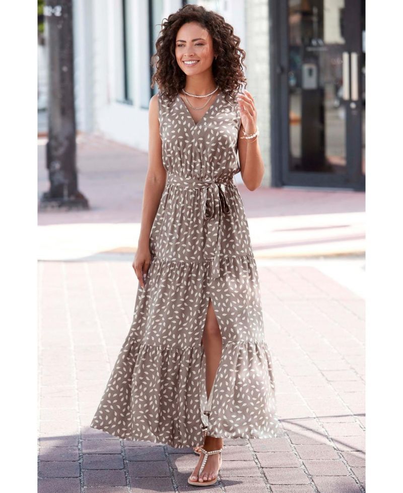 Women's Printed Tiered Elastic-Waist Maxi Dress