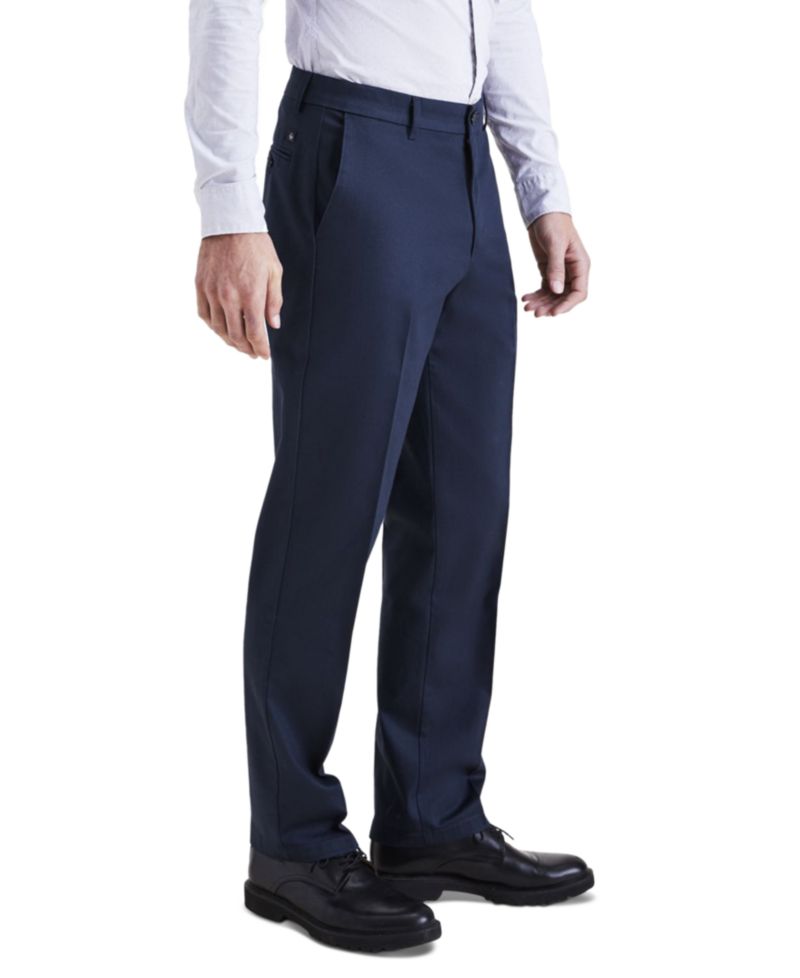 Men's Signature Straight Fit Iron Free Khaki Pants with Stain Defender