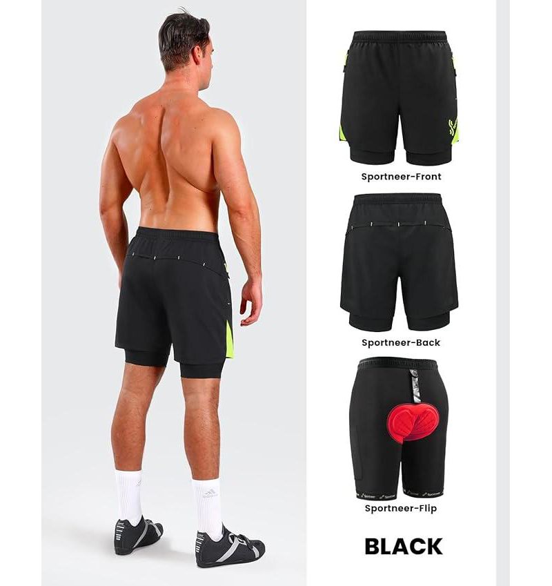 X-Large Bike Shorts for Men - 3D Padded Lightweight MTB Fit Riding Biking Bicycle Biker Shorts with Zipper Pockets