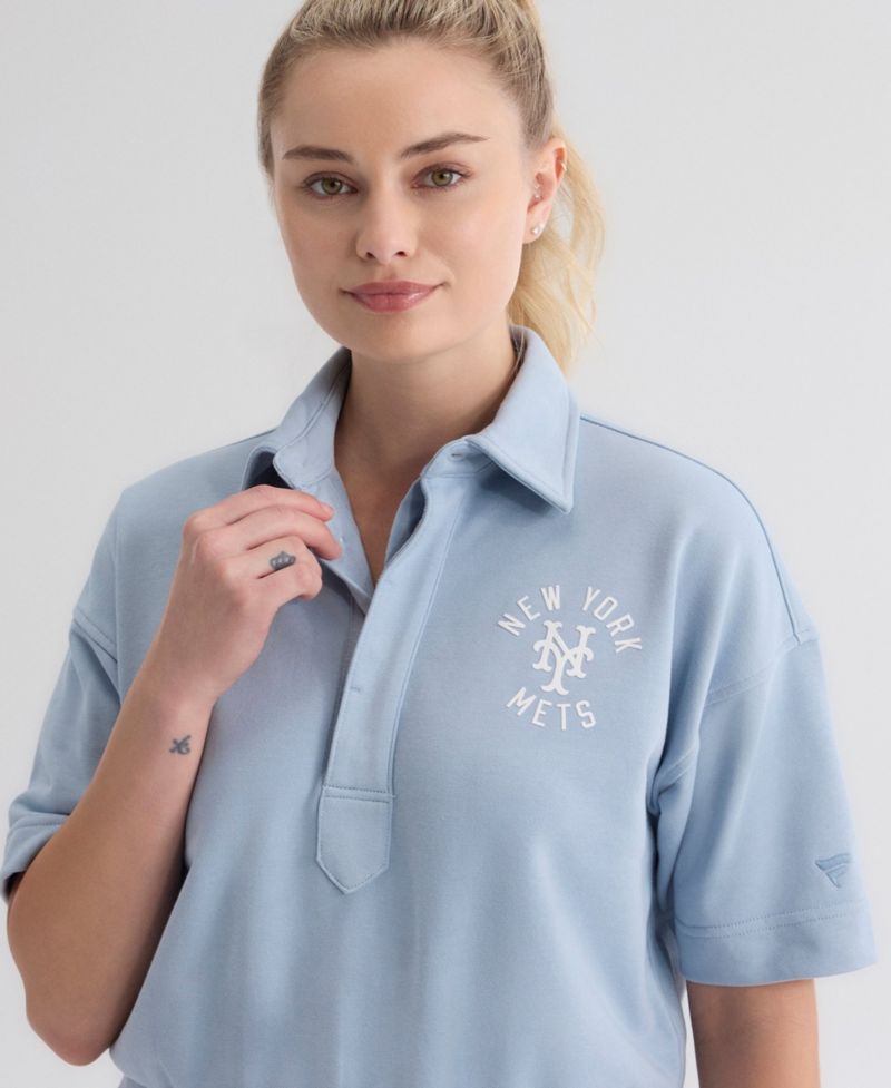 Women's Iconic New York Mets Cropped Polo Sweatshirt