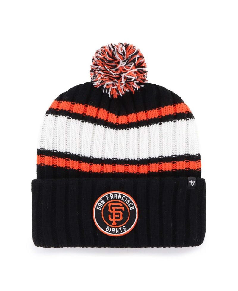 Men's Black San Francisco Giants Plateau Cuffed with Pom Knit Hat