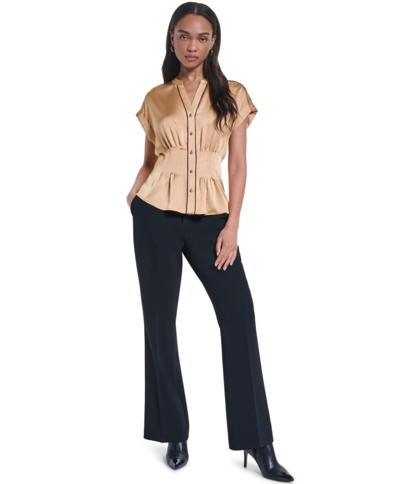 Women's Short-Sleeve Button-Front Blouse