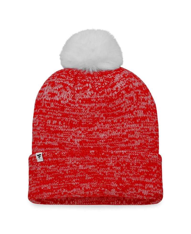 Women's Red Calgary Flames Glimmer Cuffed Knit Hat with Pom