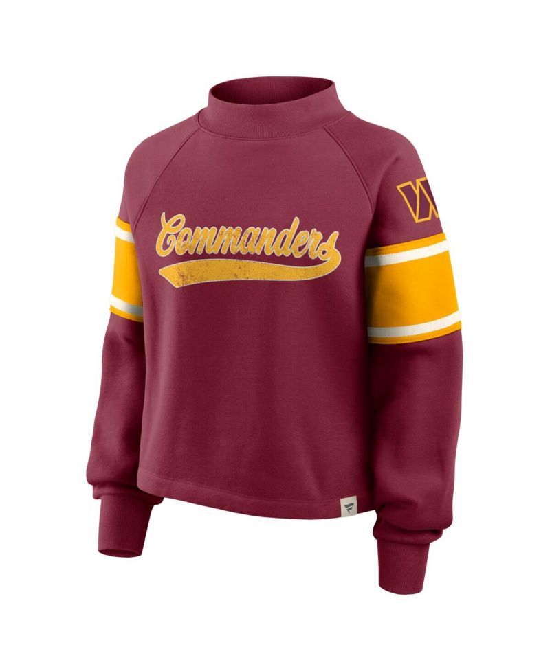 Women's Burgundy Washington Commanders Oversized Hometown Toss Sweep Mock Neck Pullover Hoodie