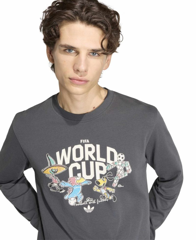 Men's Gray FIFA World Cup Historic Mascot Long Sleeve T-Shirt