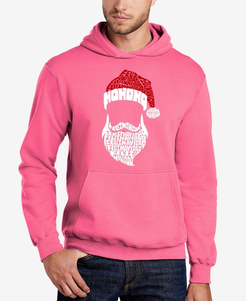 Men's Feliz Navidad Santa Claus Word Art Hooded Sweatshirt