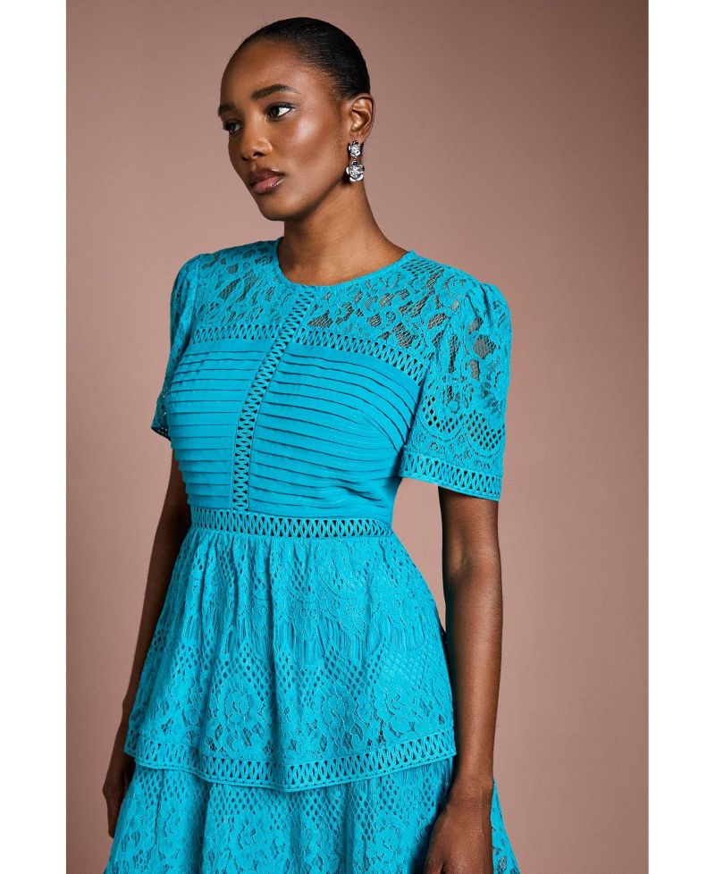 Women's Tiered Lace Midi Dress