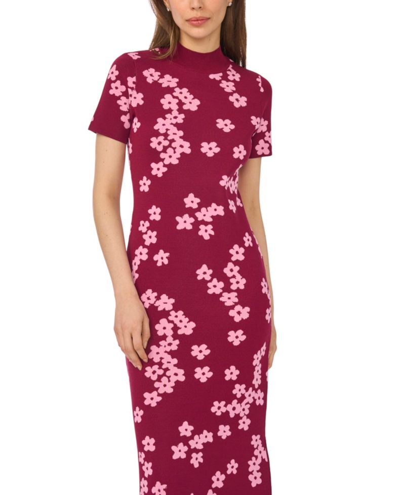Women's Flower Jacquard Maxi Knit Dress