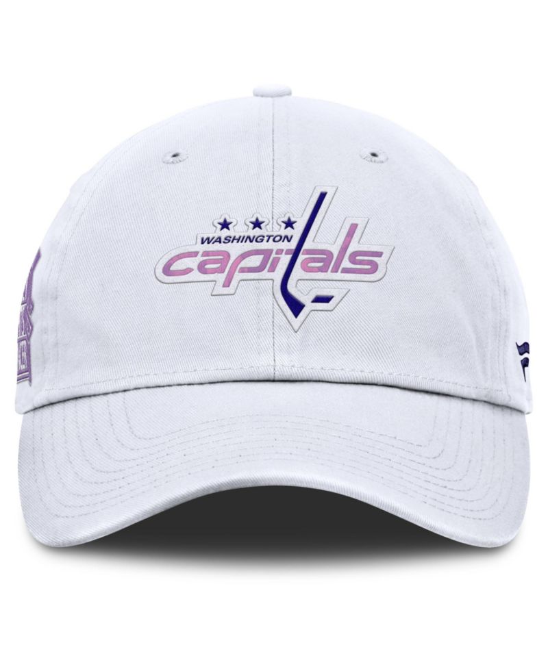 Men's White Washington Capitals Authentic Pro Hockey Fights Cancer Adjustable Hat