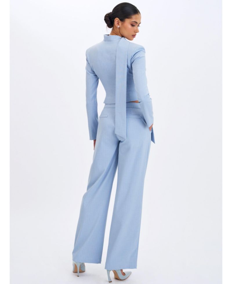Women's Renley Sky Blue Pinstripe Peplum Blazer