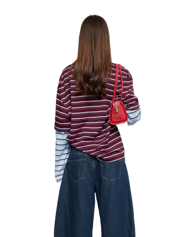 Women's Bottega Oversized Long-Sleeve Striped Cotton-Blend T-Shirt