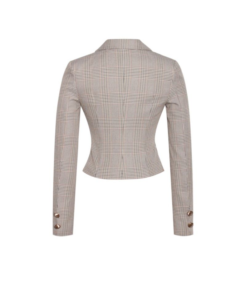 Women's Oakley Brown Plaid Preppy Style Blazer Jacket