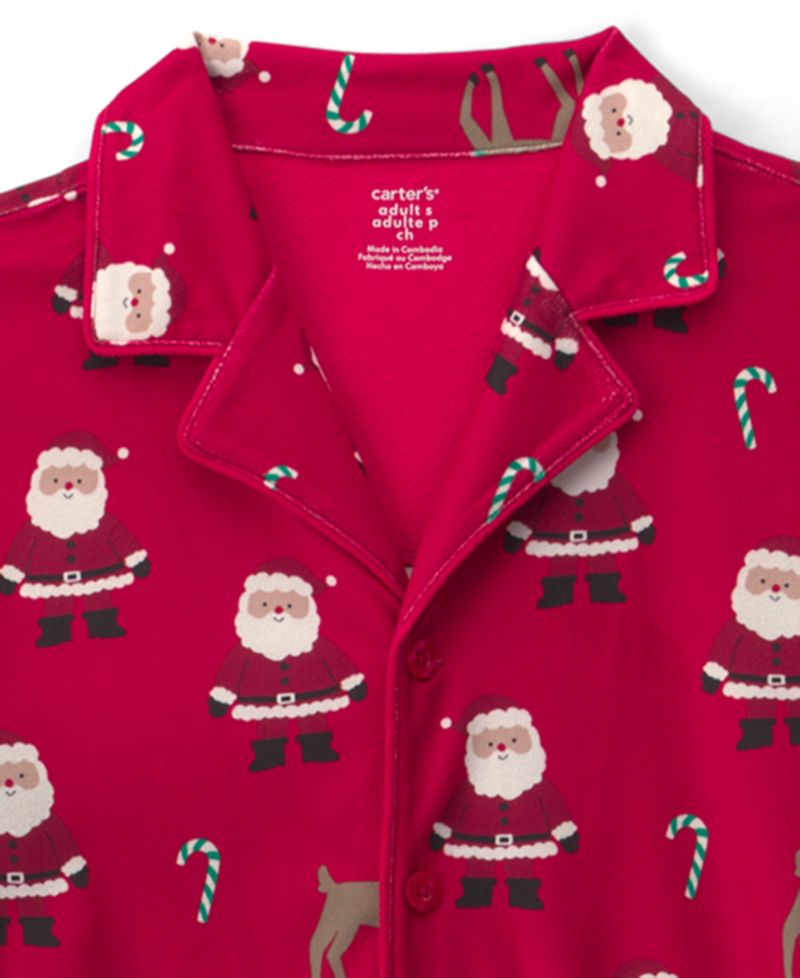 Adult Santa Christmas Fleece Loose-Fit Pajama, 2-Piece Set