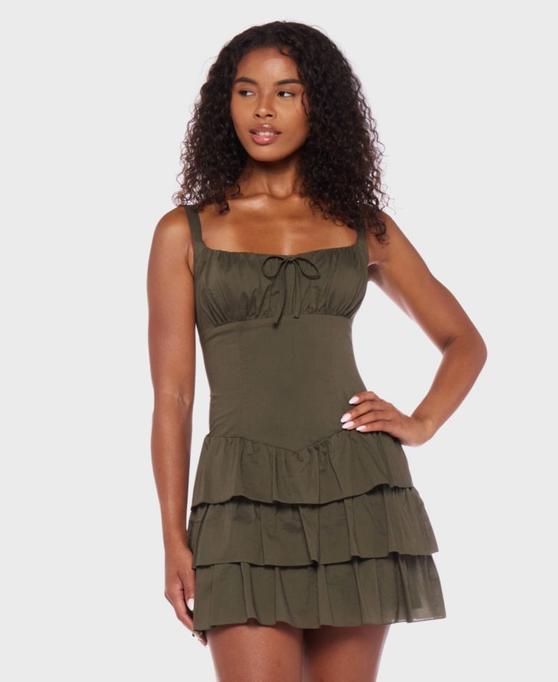 Juniors' Cotton Voile Tiered Fit & Flare Dress