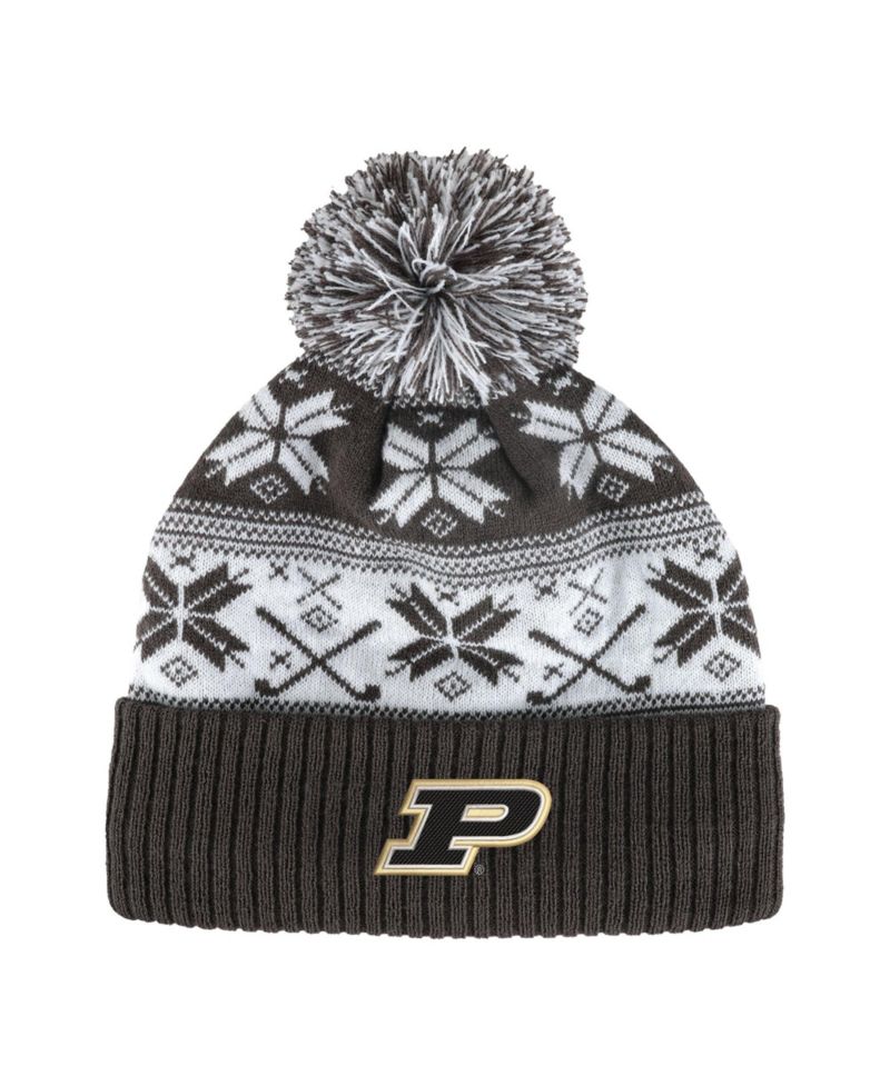 Men's and Women's Charcoal Purdue Boilermakers Cuffed Knit Hat with Pom