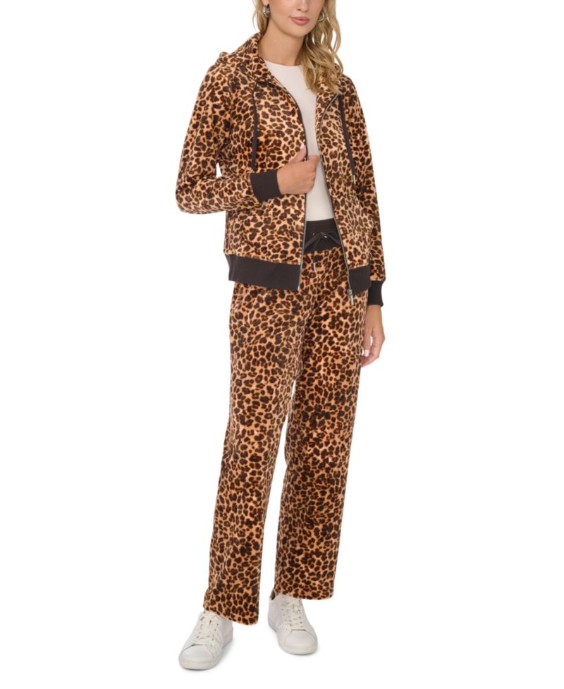 Women's Leopard-Print Zip Front Hoodie